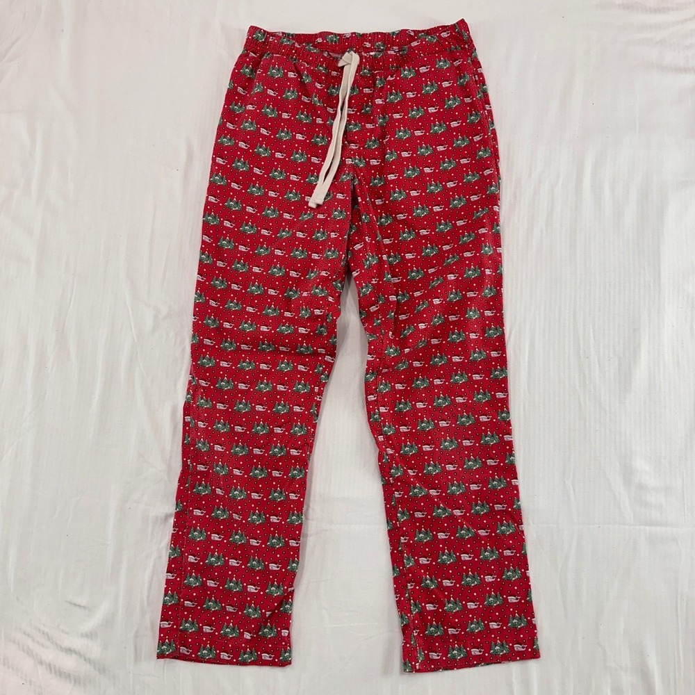 Vineyard Vines Christmas Tree Whale Pajama Pants Mens Small Red Holiday